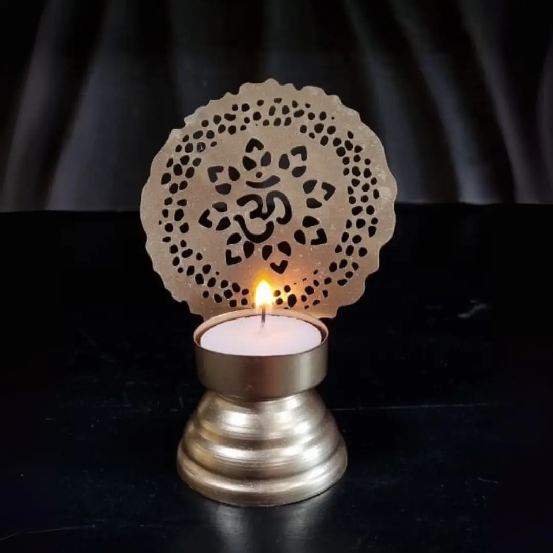 Brass Om Tealight Holder