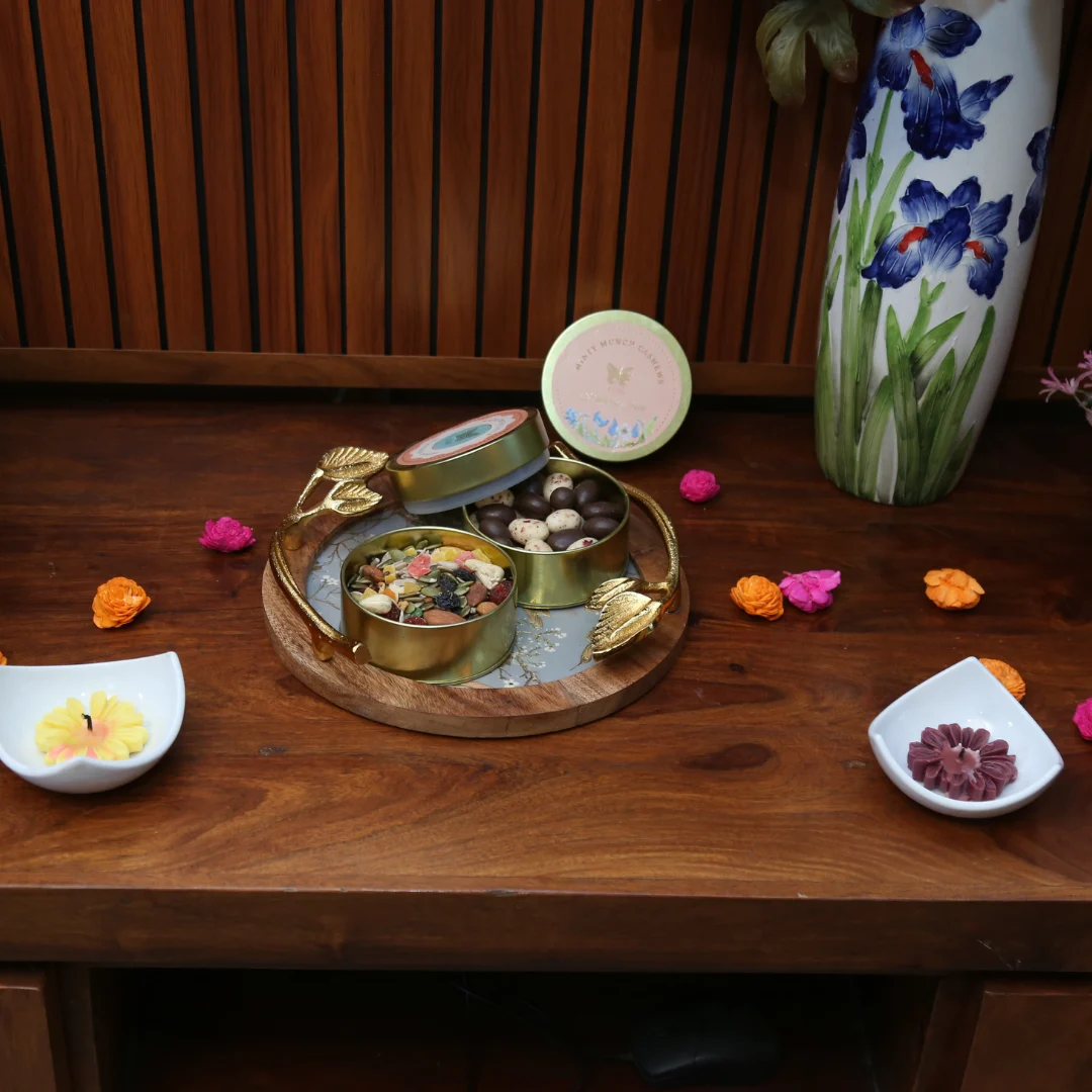 Golden Serenade Decorative Wooden Bowl